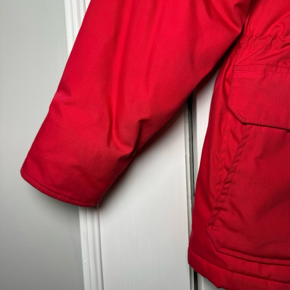 Woolrich Flannel Lined Fur Trim Parka Red Winter Coat Large - Picture 6 of 16